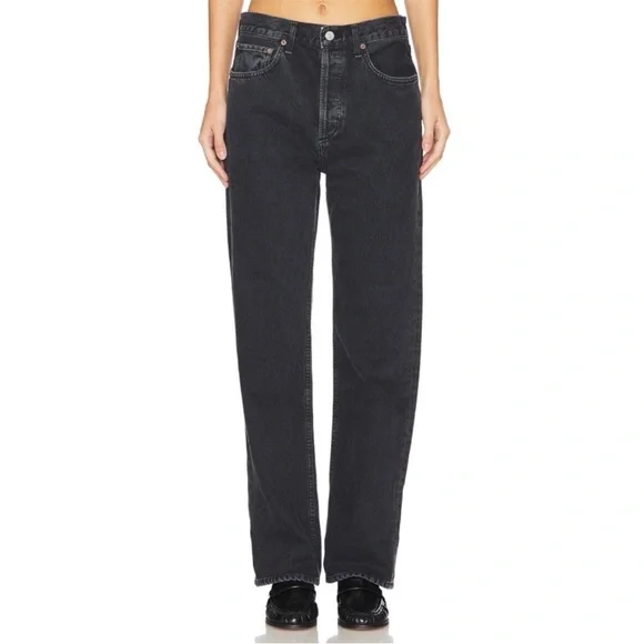 NWT AGOLDE FRAN JEAN LOW SLUNG EASY STRAIGHT in Black Tea Sz 26 - Picture 2 of 14
